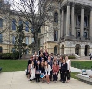 Social work students and professors attend the 2018 Advocacy Day in Springfield, IL on April 11