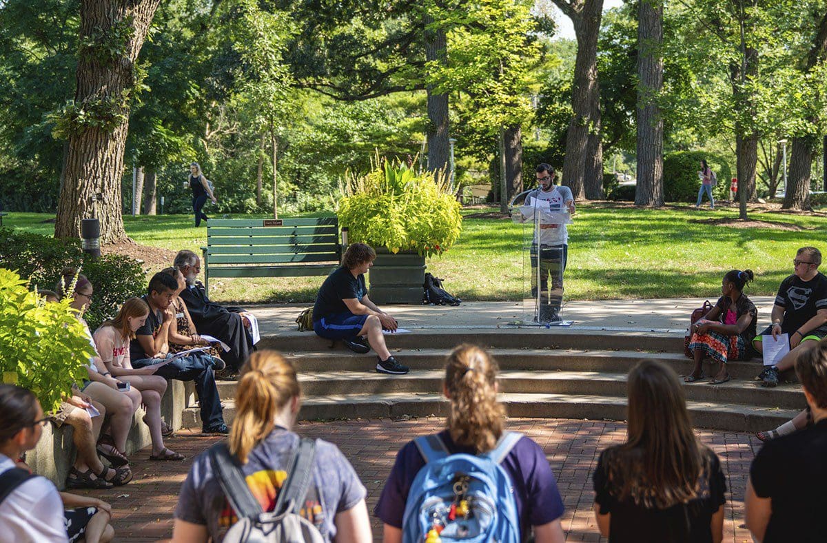 Trinity commemorated Constitution Day with student readings from American founding documents and important speeches.