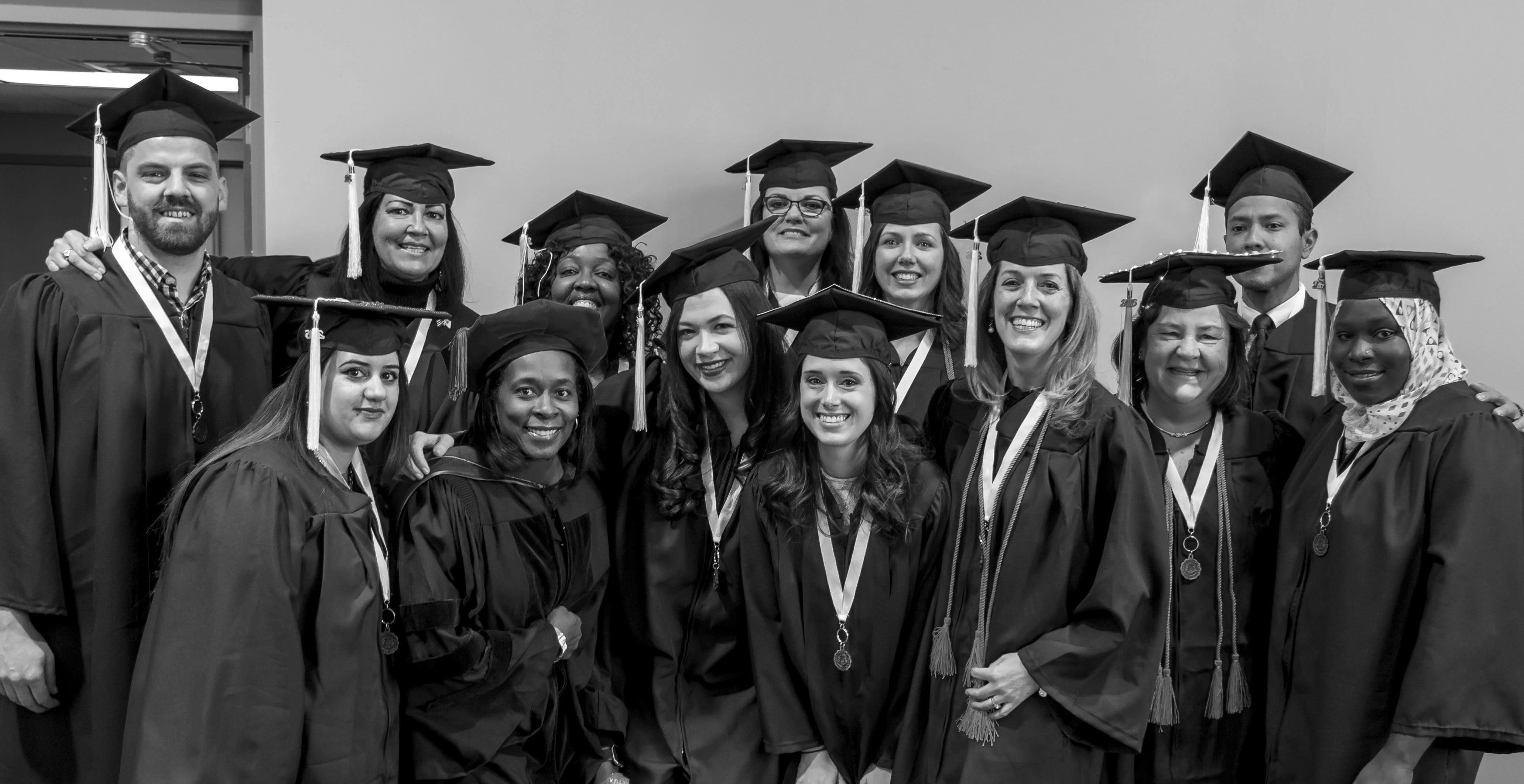 Adult Undergraduate graduates group picture