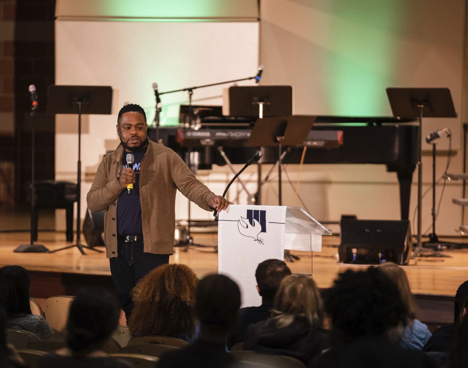 Demond Mickens speaking at Chapel