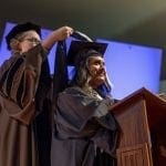 Student being honored at graduation
