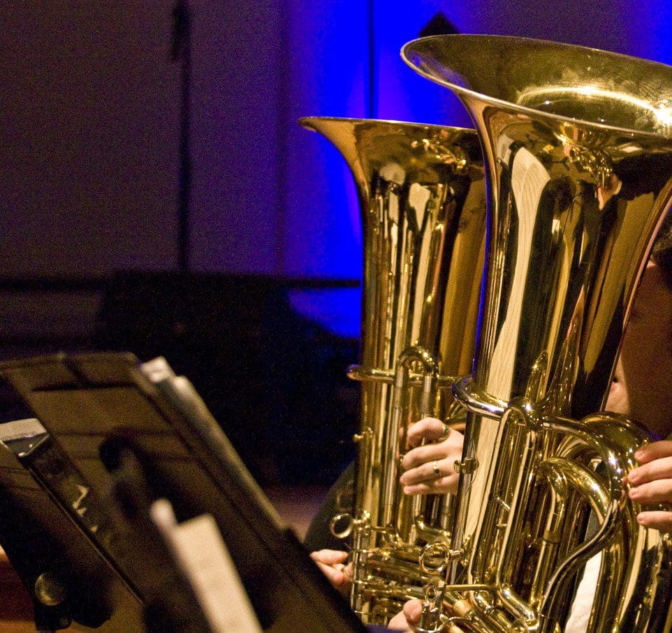 students playing tubas