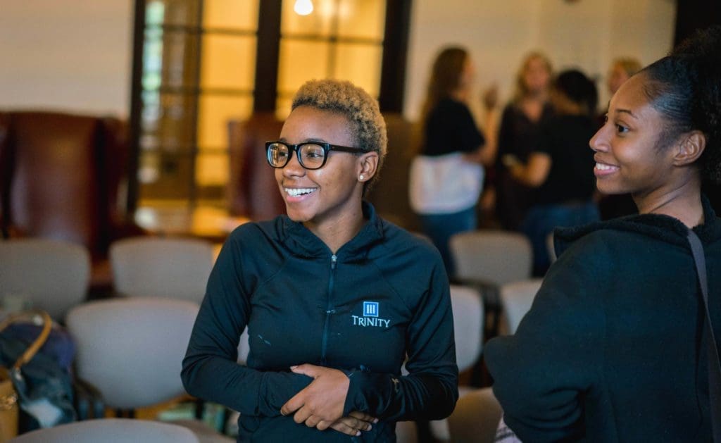 social work - students in the fireside room