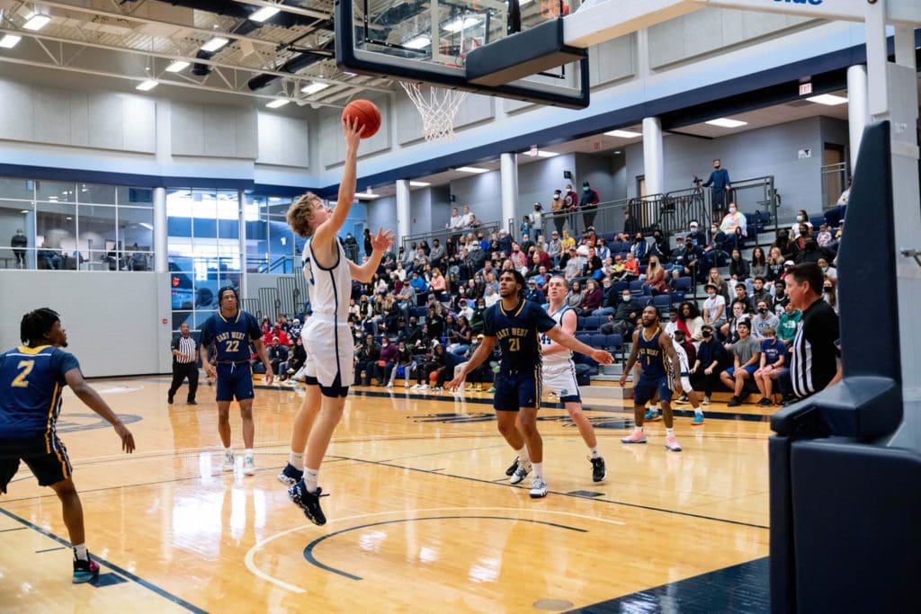 Men's basketball - player going for lay-up during game