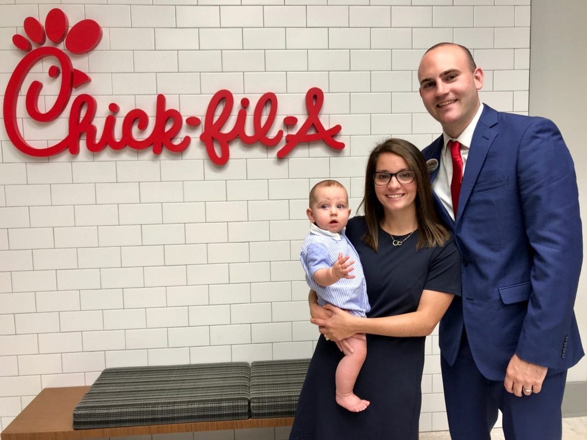 Tyler DeKoekkoek and family in Chik-fil-a