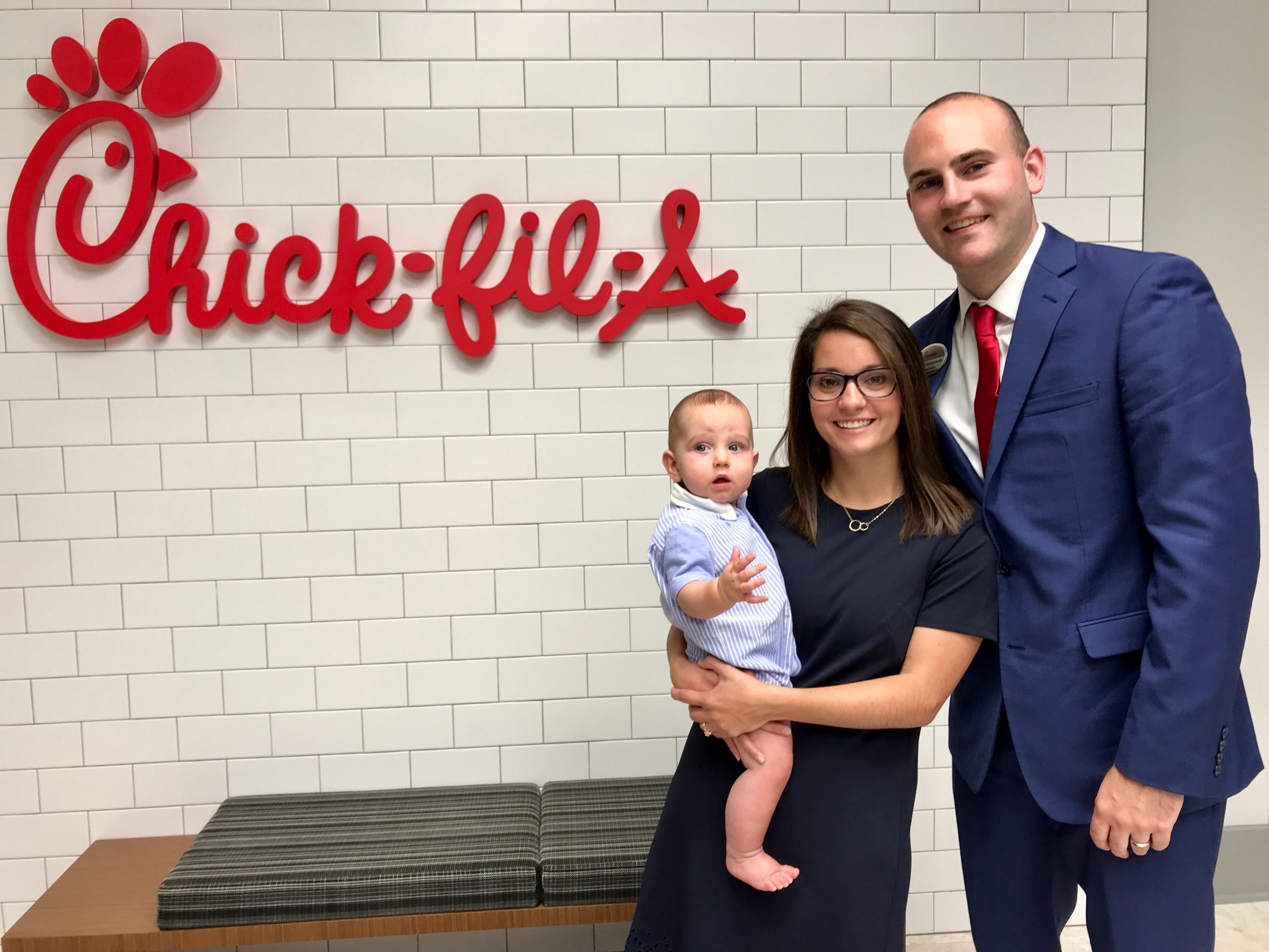 Tyler DeKoekkoek and family in Chik-fil-a