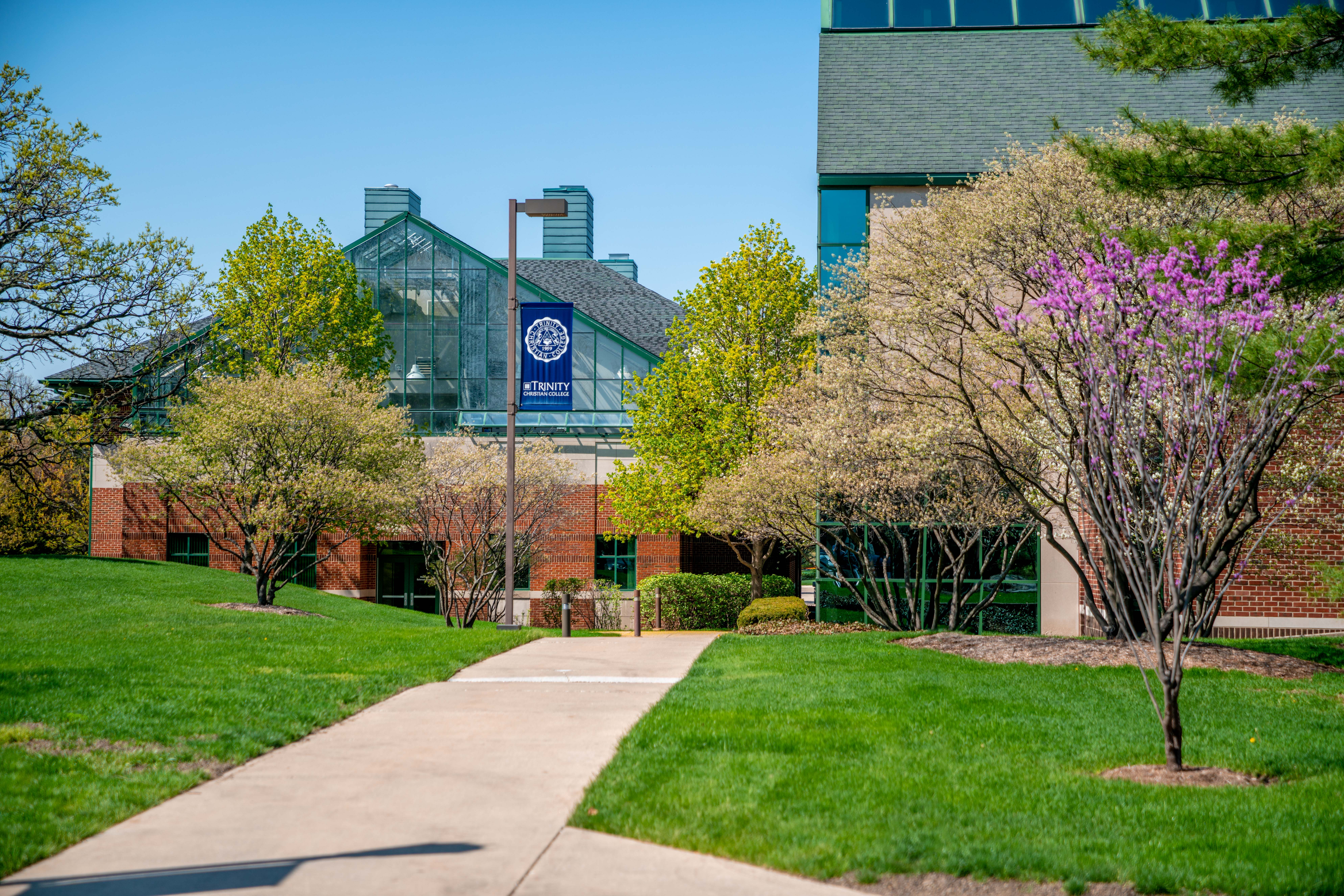 shot of science building on a beautiful spring day