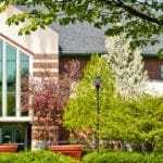 Heritage Science Center with clock in the quad