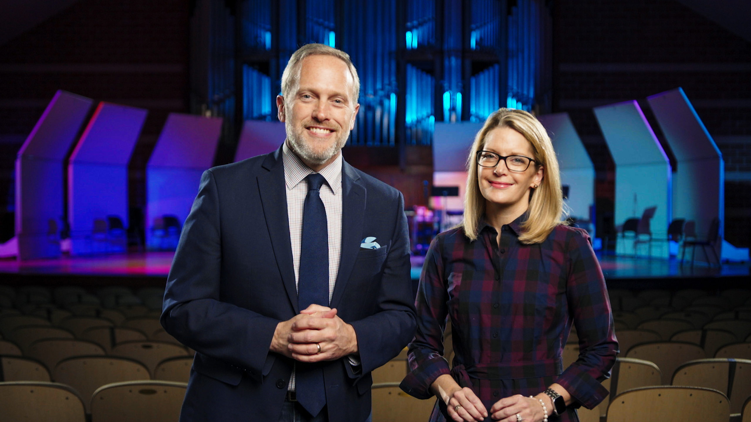 Kurt and Leah Dykstra in Ozinga Chapel Auditorium