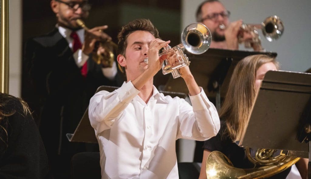 Student playing the Trumpet