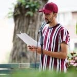 Caleb Rivera delivering speech on Constitution Day