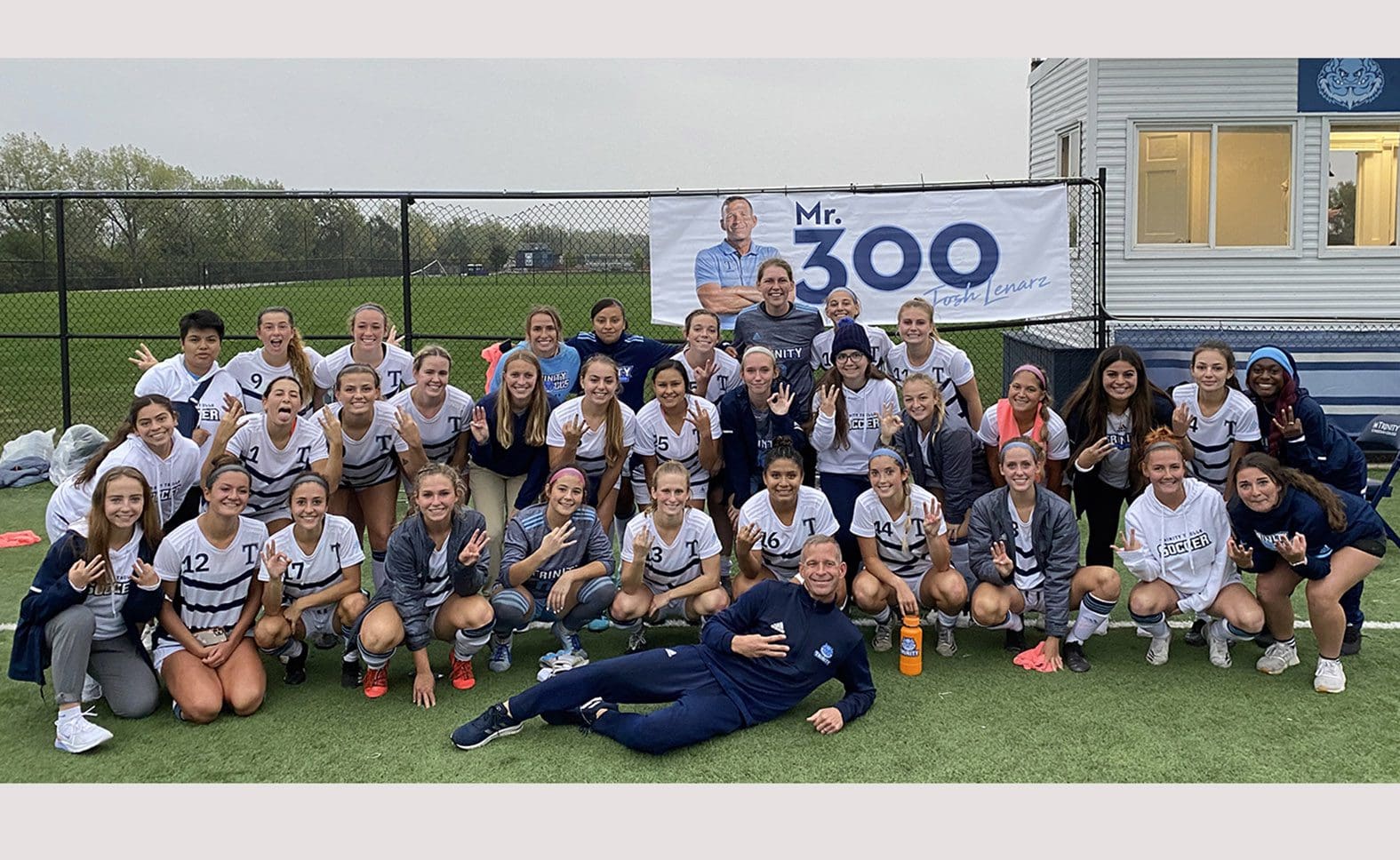 Lenarz and his team posing after their 300th win