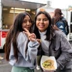 Sabor Latino club - students enjoying food from a taco truck