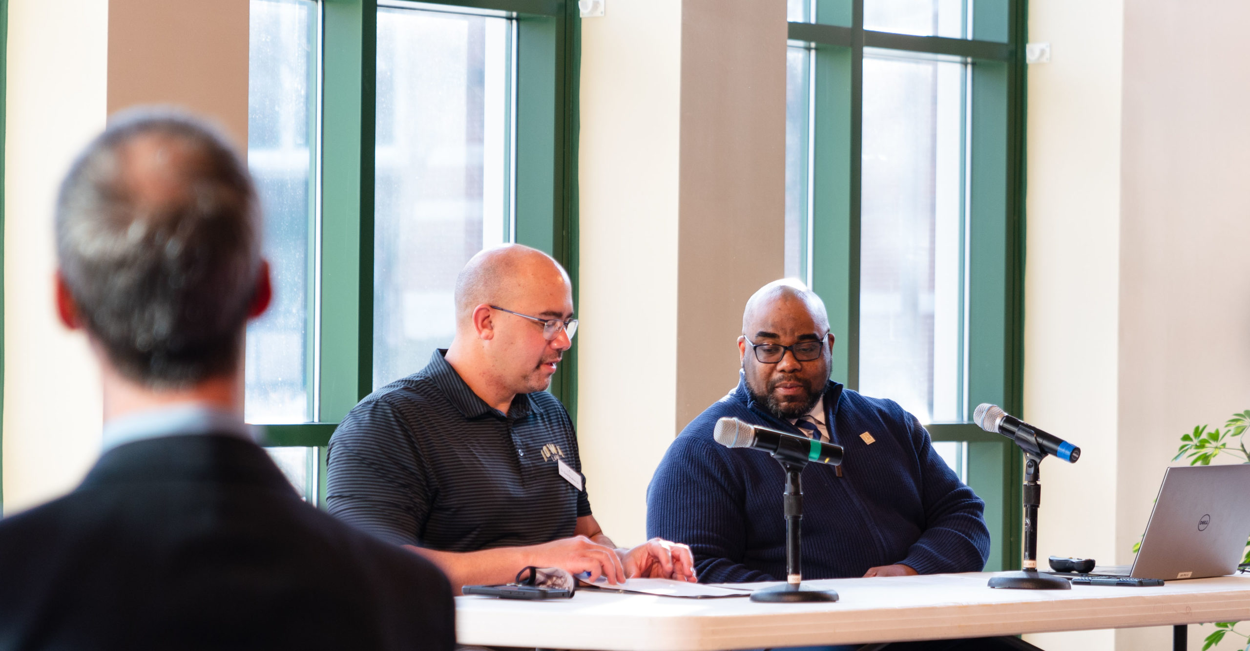 David Brodnax and Lionel Kimble giving black history month lecture