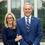 Leah and Kurt Dykstra in front of Chapel