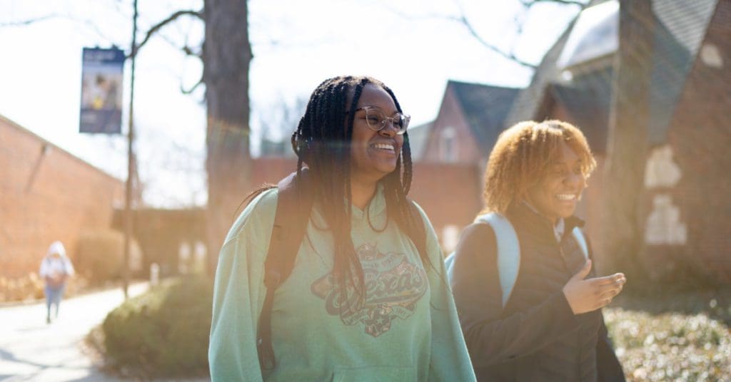 Good Friday: students walking through campus