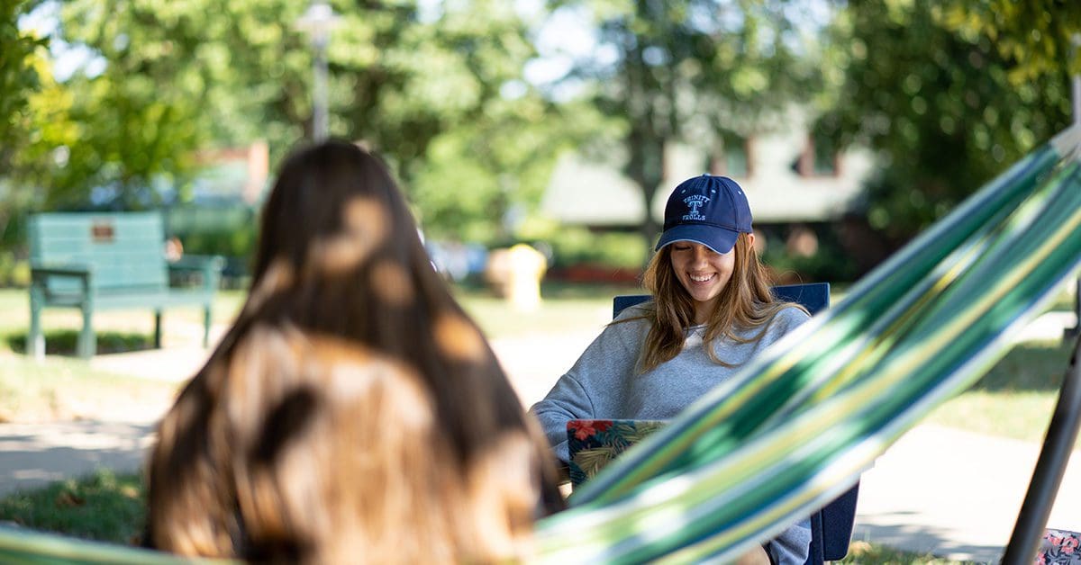 Students studying outside