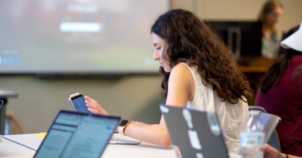 Finals Week - First Semester: student working hard in class