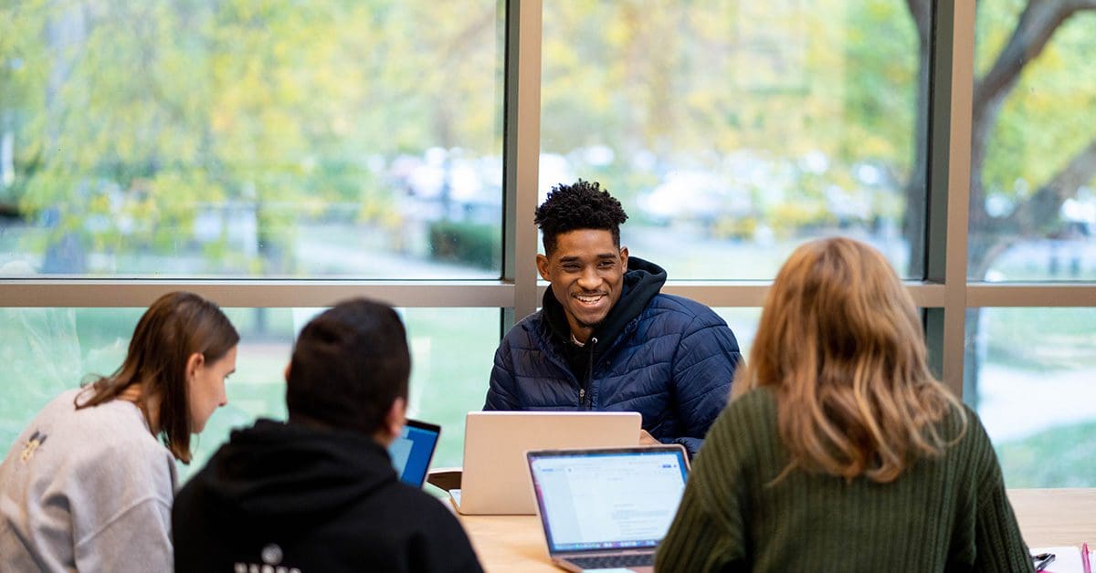 Students studying in the 2nd floor of the library