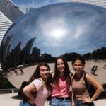 Students in front of the Bean (Cloudgate) in downtown Chicago
