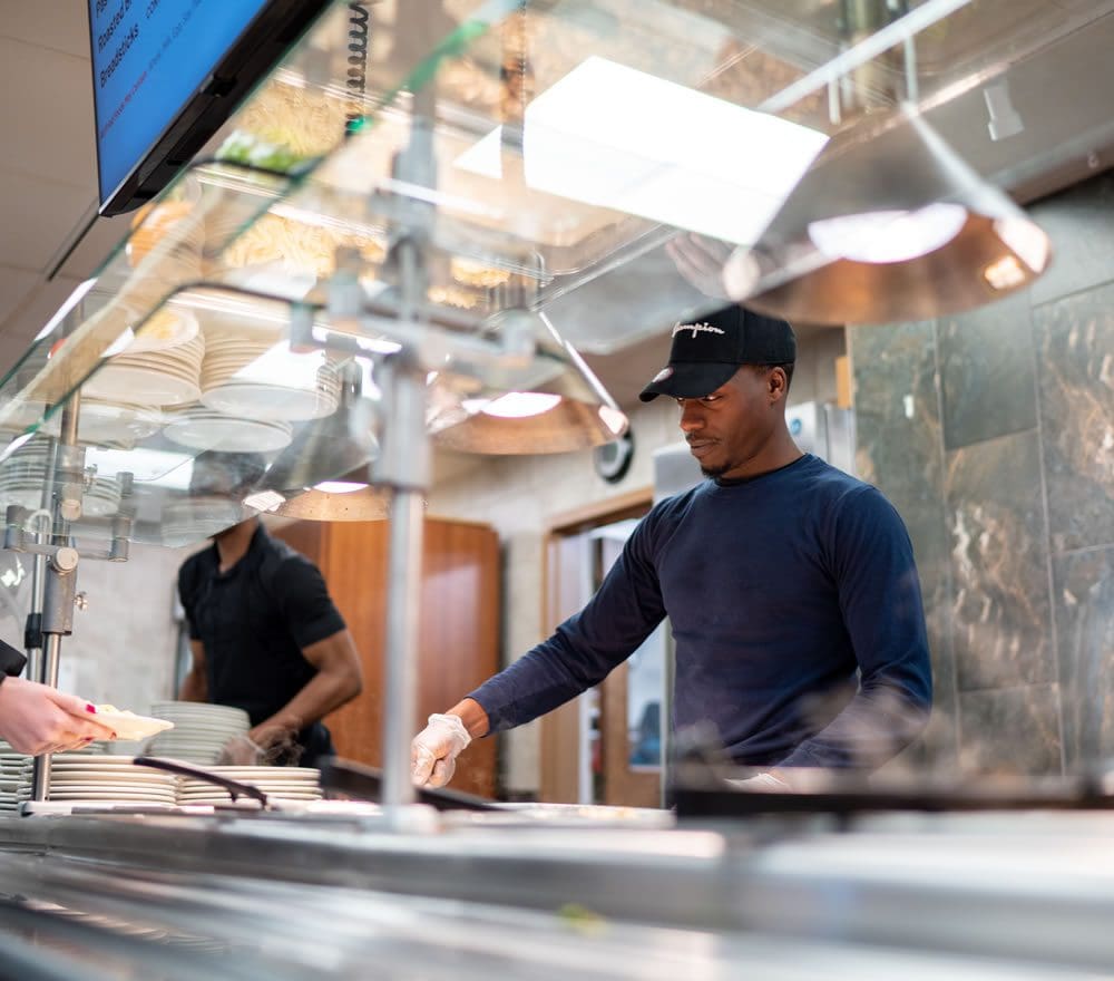 Serving in the dining hall