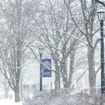 winter snow filled campus