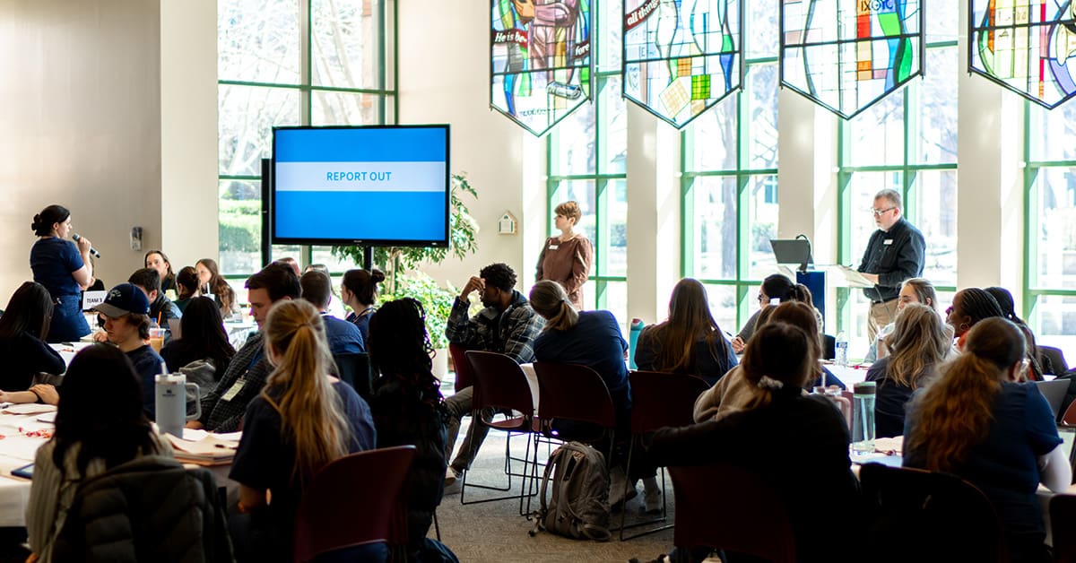 On a bright spring morning in March, students and faculty gathered in the Grand Lobby on the campus of Trinity Christian College for the third annual interdisciplinary simulation known as STAT!: Simulation, Training, and Teamwork.